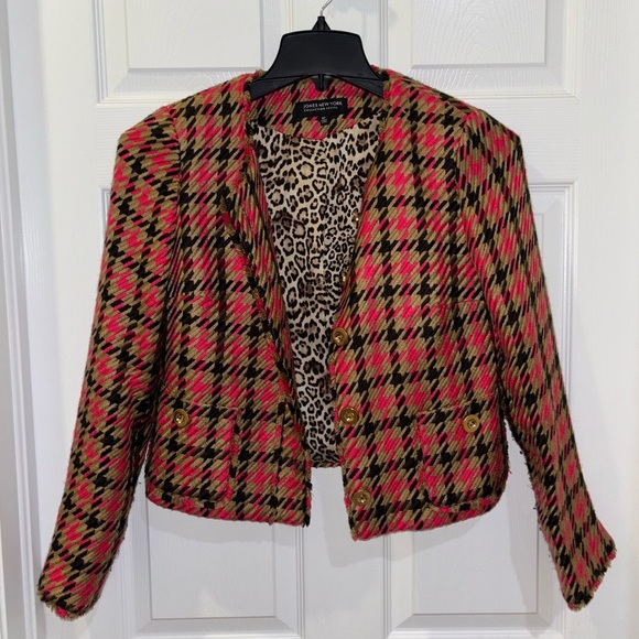 Jones New York Signature Women Short Jacket BLAZER Sz 6P PLAID PINK/BLACK/TAN.​ - Picture 4 of 8